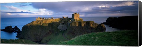 Framed High angle view of a castle, Dunnottar Castle, Grampian, Stonehaven, Scotland Print