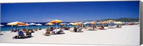 Framed Tourists on the beach, Porto Carras, Sithonia, Chalkidiki, Greece Print