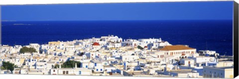 Framed Mykonos, Greece with Bright Blue Water &amp; Sky Print