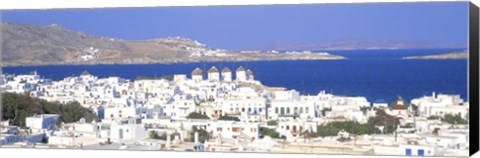 Framed Aerial View of Mykonos, Greece Print