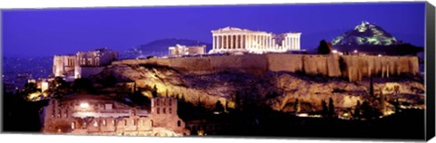 Framed Acropolis at Night Print