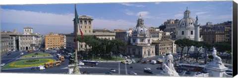 Framed High angle view of traffic on a road, Piazza Venezia, Rome, Italy Print