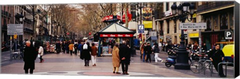 Framed Tourists in a street, Barcelona, Spain Print