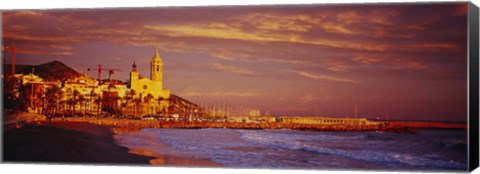 Framed High angle view of a beach, Sitges, Spain Print