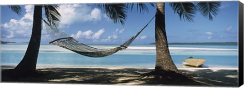 Framed Hammock on the beach, Cook Islands South Pacific Print