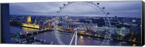 Framed Ferris wheel in a city, Millennium Wheel, London, England Print