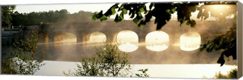 Framed Stone Bridge In Fog, Loire Valley, France Print