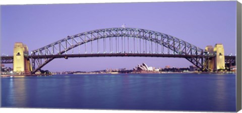 Framed Bridge across a sea, Sydney Harbor Bridge, Sydney, New South Wales, Australia Print