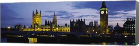 Framed Government Building Lit Up At Night, Big Ben And The Houses Of Parliament, London, England, United Kingdom Print