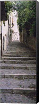 Framed Narrow staircase to a street, Girona, Costa Brava, Catalonia, Spain Print