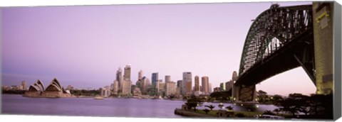 Framed Sydney Harbor Bridge with Purple Sky, Sydney, Australia Print