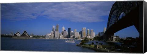 Framed Skyscrapers On The Waterfront, Sydney Harbor Bridge, Sydney, New South Wales, United Kingdom, Australia Print