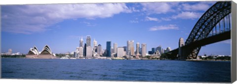 Framed Sydney Harbor Bridge and Skyscrapers, Sydney, Australia Print