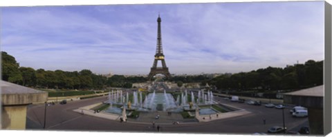 Framed Fountain in front of a tower, Eiffel Tower, Paris, France Print
