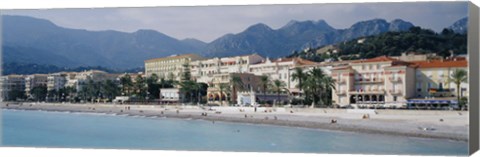 Framed Hotels On The Beach, Menton, France Print