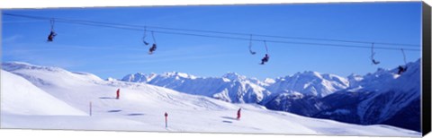 Framed Ski Lift in Mountains Switzerland Print