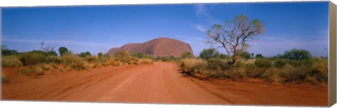 Framed Desert Road And Ayers Rock, Australia Print