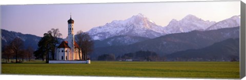 Framed St Coloman Church and Alps Schwangau Bavaria Germany Print