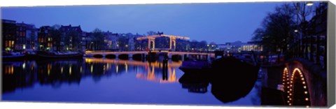 Framed Bridge at night, Amsterdam Netherlands Print