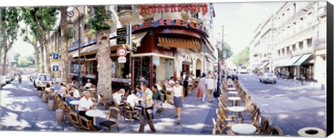 Framed Group of people at a sidewalk cafe, Paris, France Print