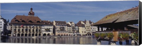 Framed Buildings on the waterfront, Lucerne, Switzerland Print