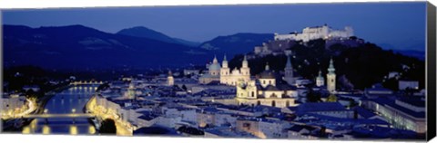 Framed High Angle View Of Buildings In A City, Salzburg, Austria Print