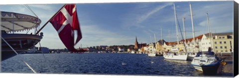 Framed Boats moored at the dock, Sonderborg, Denmark Print