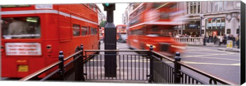 Framed Double-Decker buses on the road, Oxford Circus, London, England Print