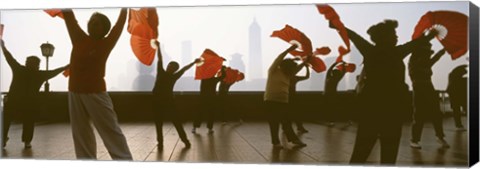 Framed Morning Exercise, The Bund, Shanghai, China Print