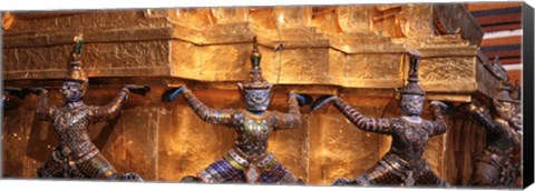 Framed Close-up of statues in a temple, Grand palace, Bangkok, Thailand Print