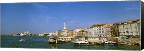 Framed Buildings along a canal with a church in the background, Santa Maria Della Salute, Grand Canal, Venice, Italy Print