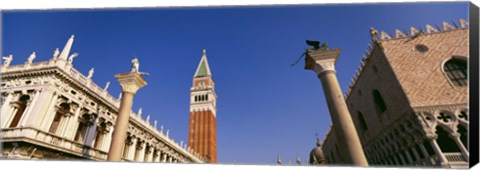 Framed Low angle view of a bell tower, St. Mark&#39;s Square, Venice, Italy Print