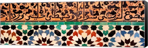 Framed Close-up of design on a wall, Ben Youssef Medrassa, Marrakesh, Morocco Print