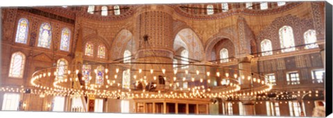 Framed interior of Blue Mosque, Istanbul, Turkey Print