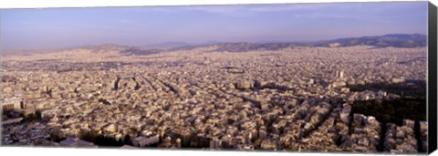 Framed Aerial view of a city, Athens, Greece Print
