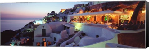 Framed Terrace overlooking the Caldera, Santorini, Greece Print