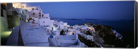 Framed Terrace of the buildings, Santorini, Cyclades Islands, Greece Print