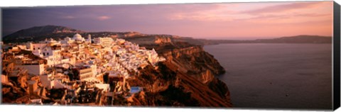 Framed Aerial view of town, Santorini, Greece Print