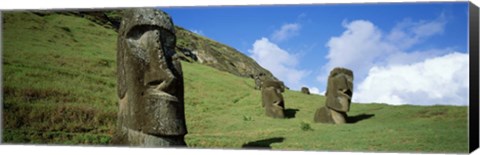 Framed Stone Heads, Easter Islands, Chile Print