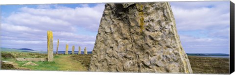 Framed Ring Of Brodgar with view of a loch, Orkney Islands, Scotland, United Kingdom Print