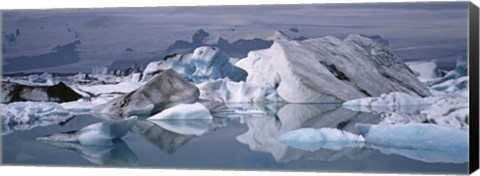 Framed Glacier Floating On Water, Vatnajokull Glacier, Iceland Print