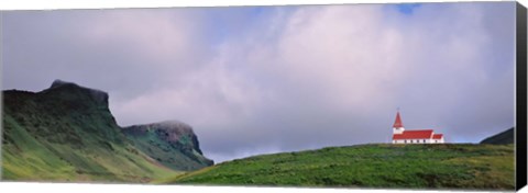 Framed Church In The Landscape, Vik I Myrdal, Iceland Print