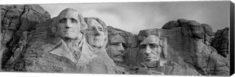 Framed Mount Rushmore (Black And White) Print