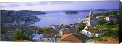 Framed Town On The Waterfront, Hvar Island, Hvar, Croatia Print