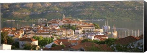 Framed Croatia, Korcula, Korcula Island, City on the waterfront Print