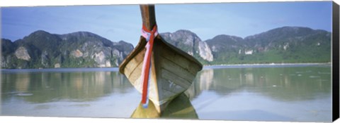 Framed Boat Moored In The Water, Phi Phi Islands, Thailand Print