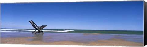 Framed Empty Chair On The Lake Side, Lake Michigan, Grand Haven, Michigan, USA Print