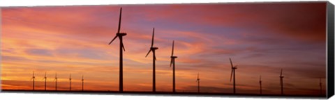 Framed Wind Turbine In The Barren Landscape, Brazos, Texas, USA Print