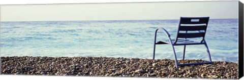 Framed Vacant Chair On The Beach, Nice, Cote De Azur, France Print