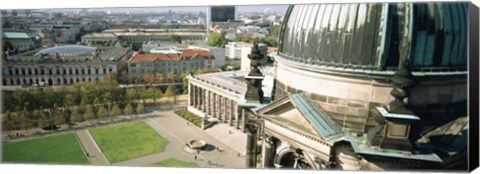 Framed High angle view of a formal garden in front of a church, Berlin Dome, Altes Museum, Berlin, Germany Print